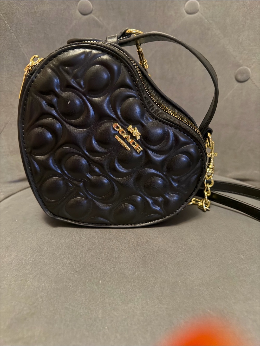 Coach Black Quilted Heart-Shaped Mini Crossbody - Picture 1 of 5